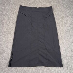 Royal Robbins Black Stretch Nylon Side-Zip Performance Midi Skirt Womens Size 16